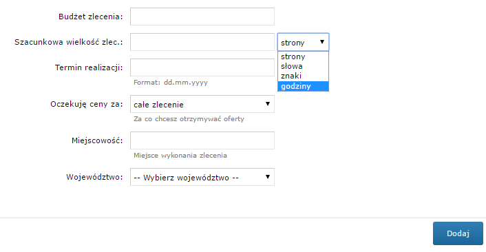 parametry zlecenia tlumaczenia